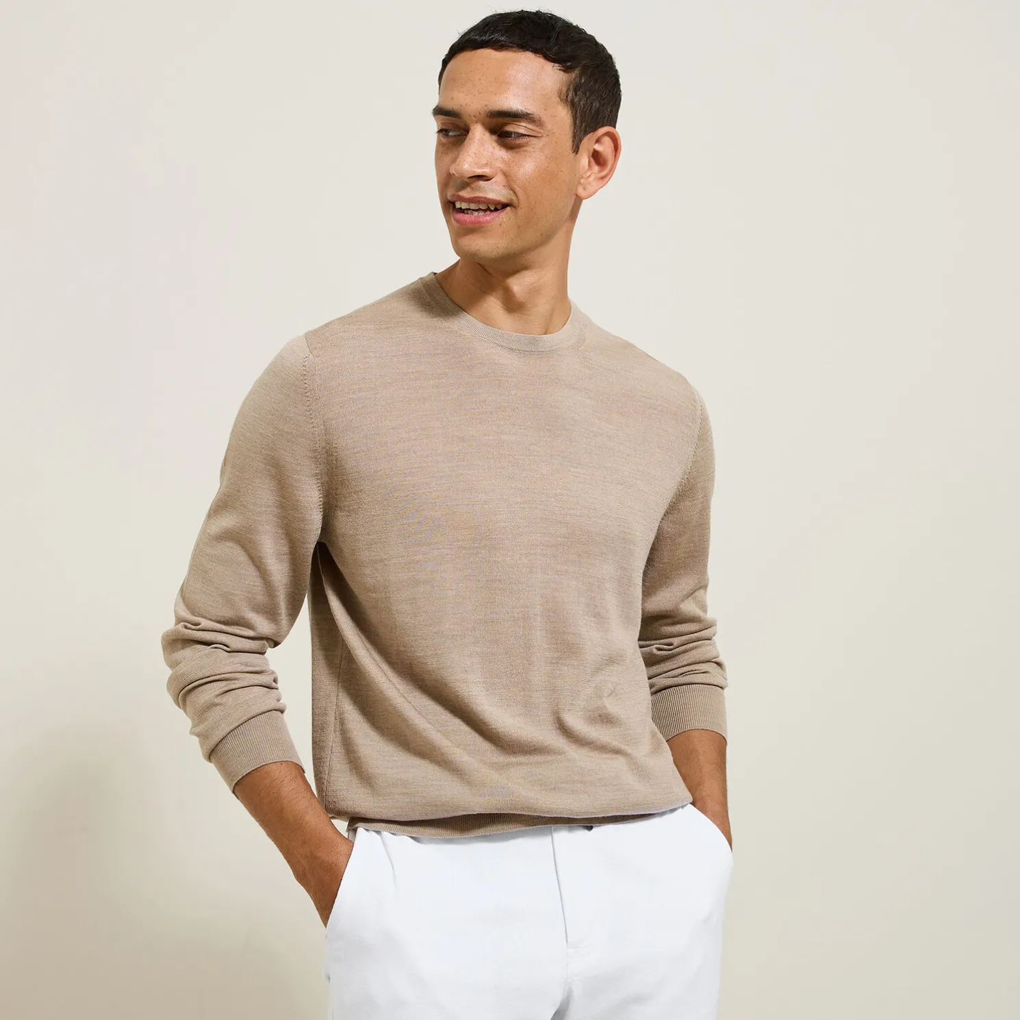 Trui met ronde hals in merinoswol