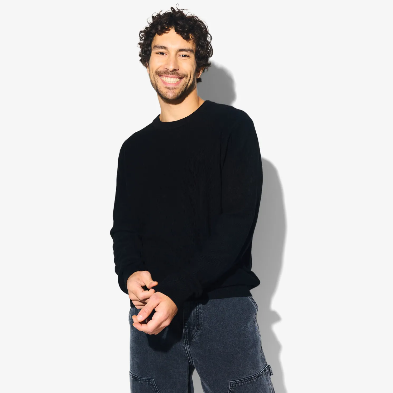 Trui met ronde hals en stekenpatroon