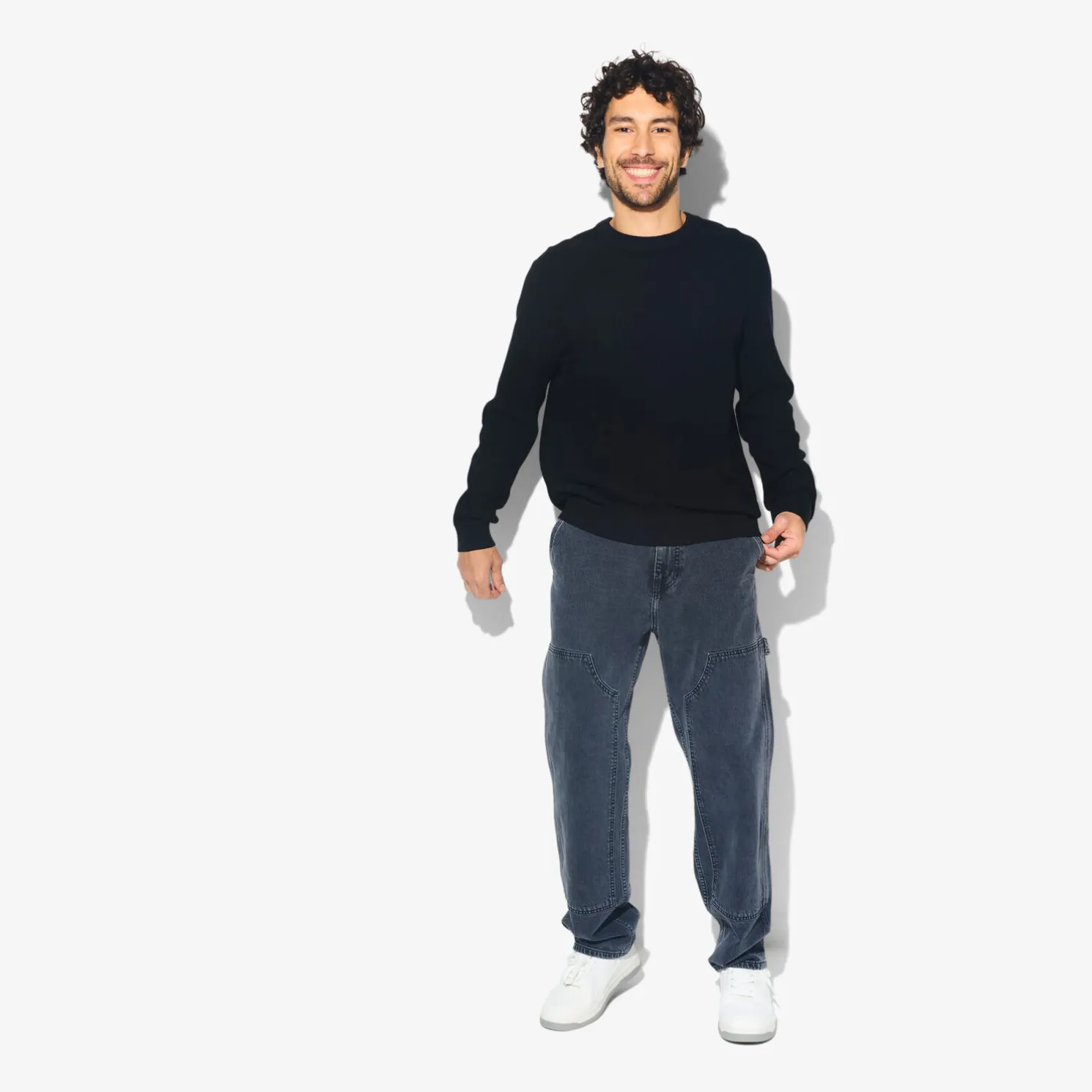 Trui met ronde hals en stekenpatroon