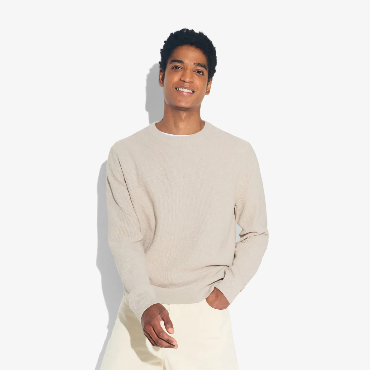 Trui met ronde hals en stekenpatroon