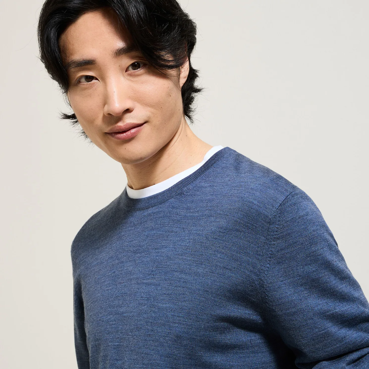 Trui met ronde hals in merinoswol