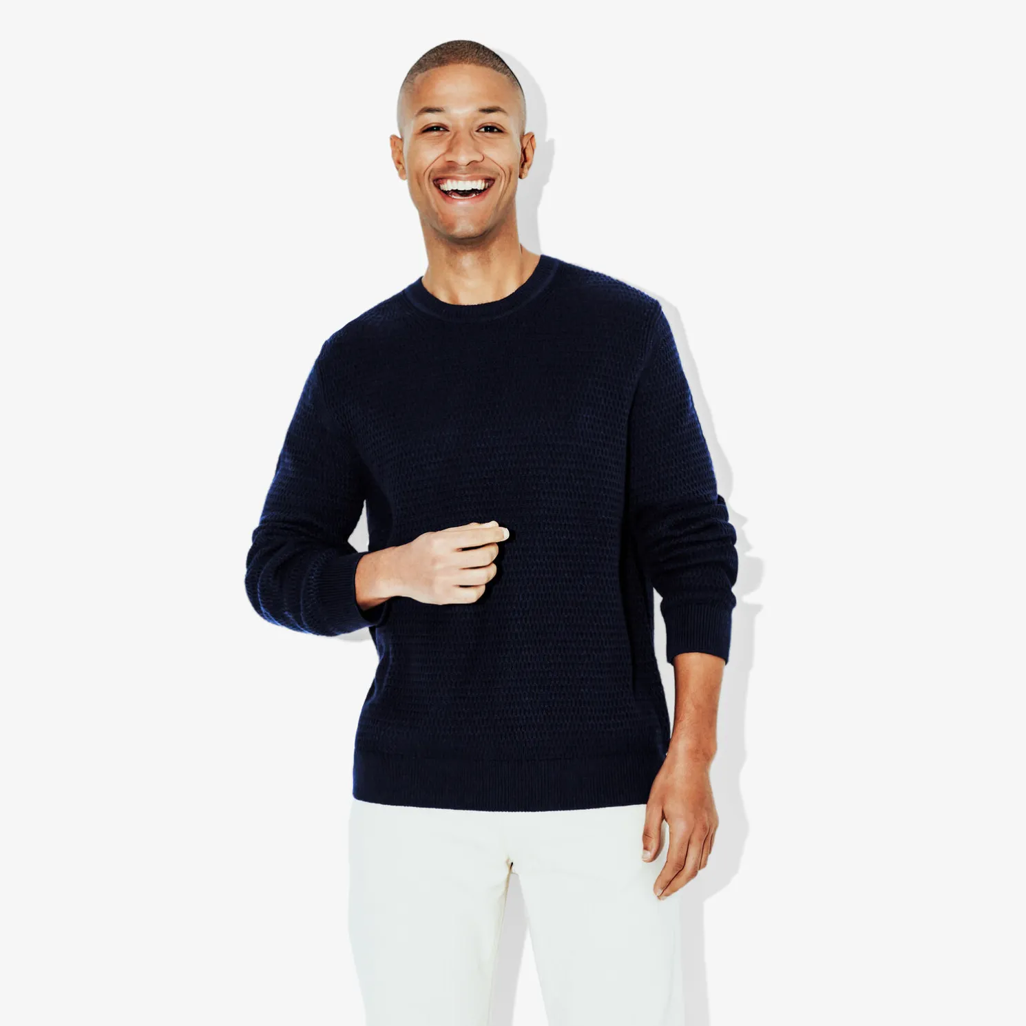 Trui met ronde hals en reliëfsteken