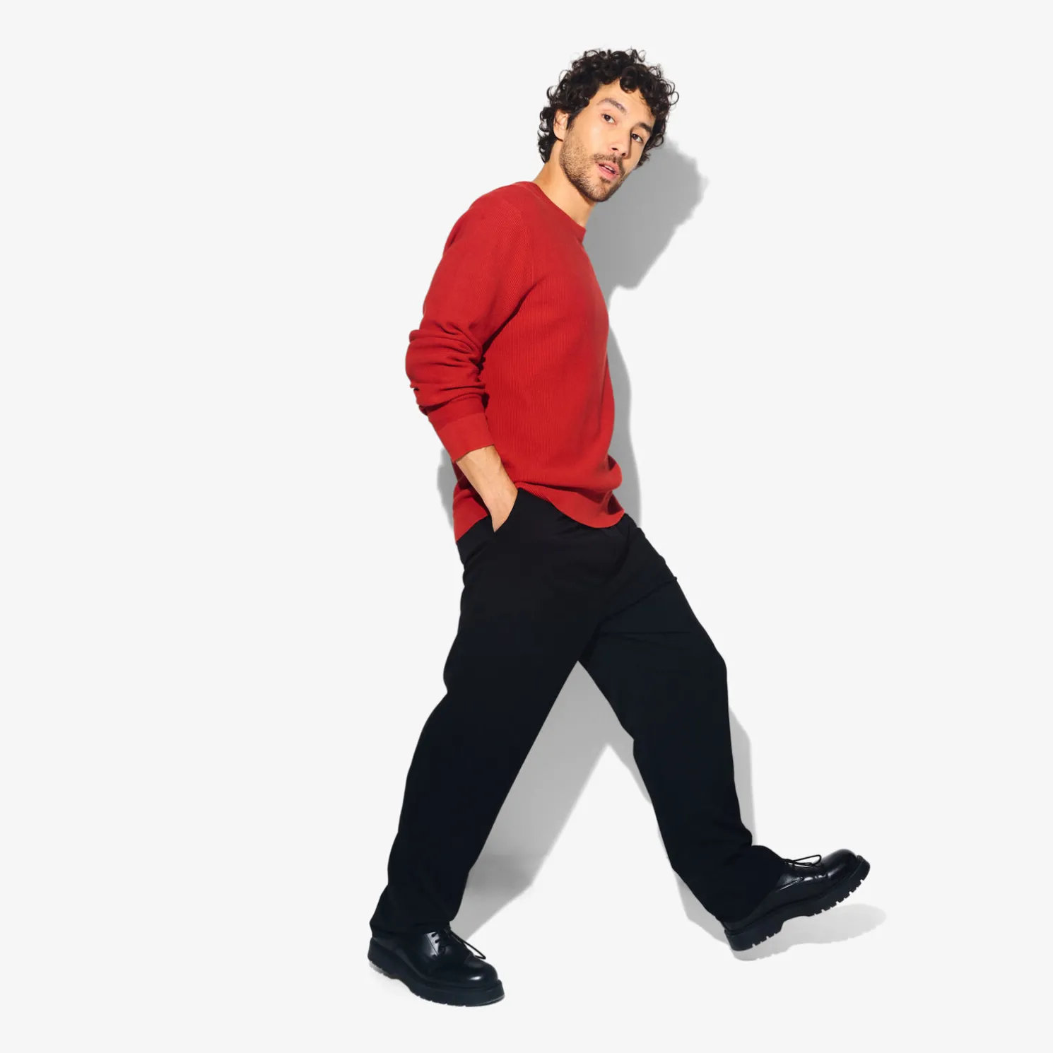 Trui met ronde hals en stekenpatroon