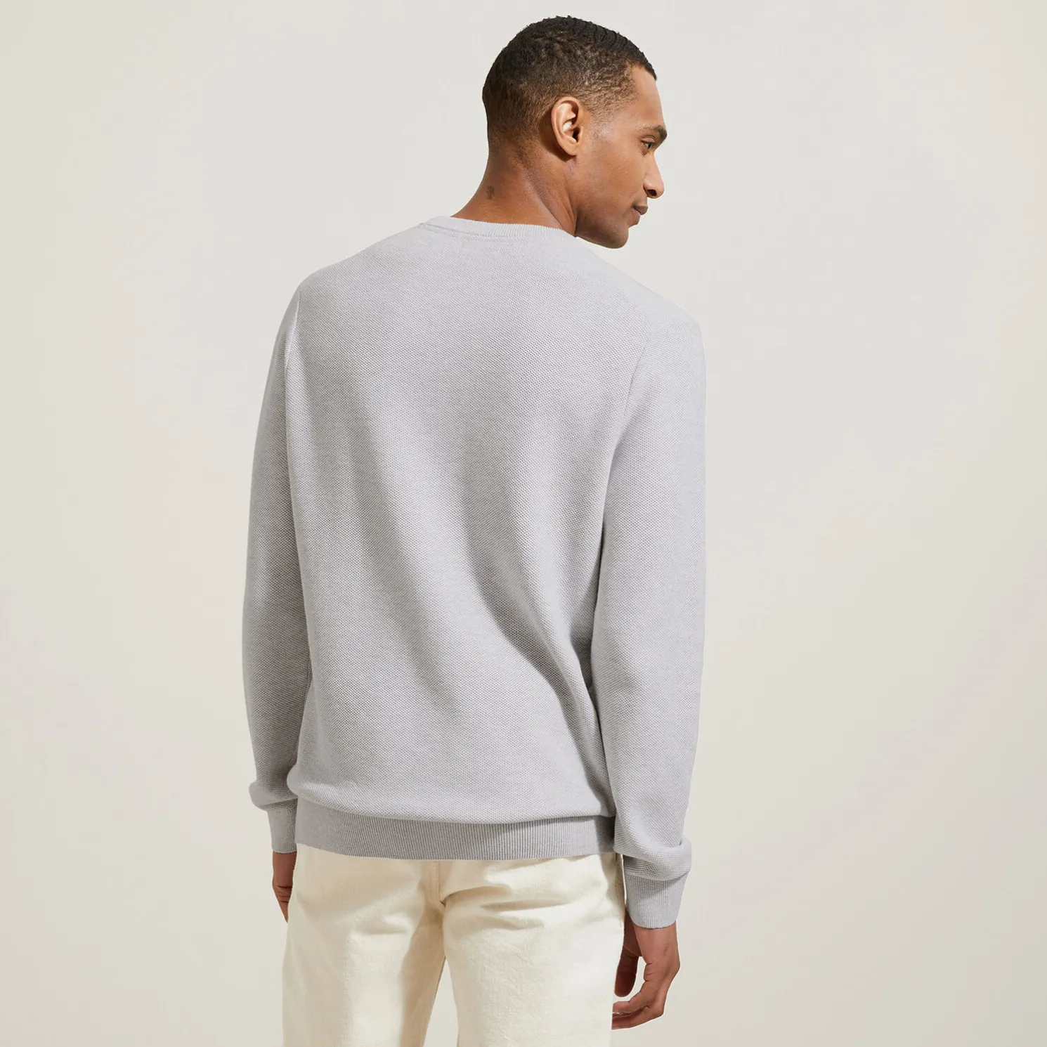 Trui ronde hals, micro honingraat weefpatroon