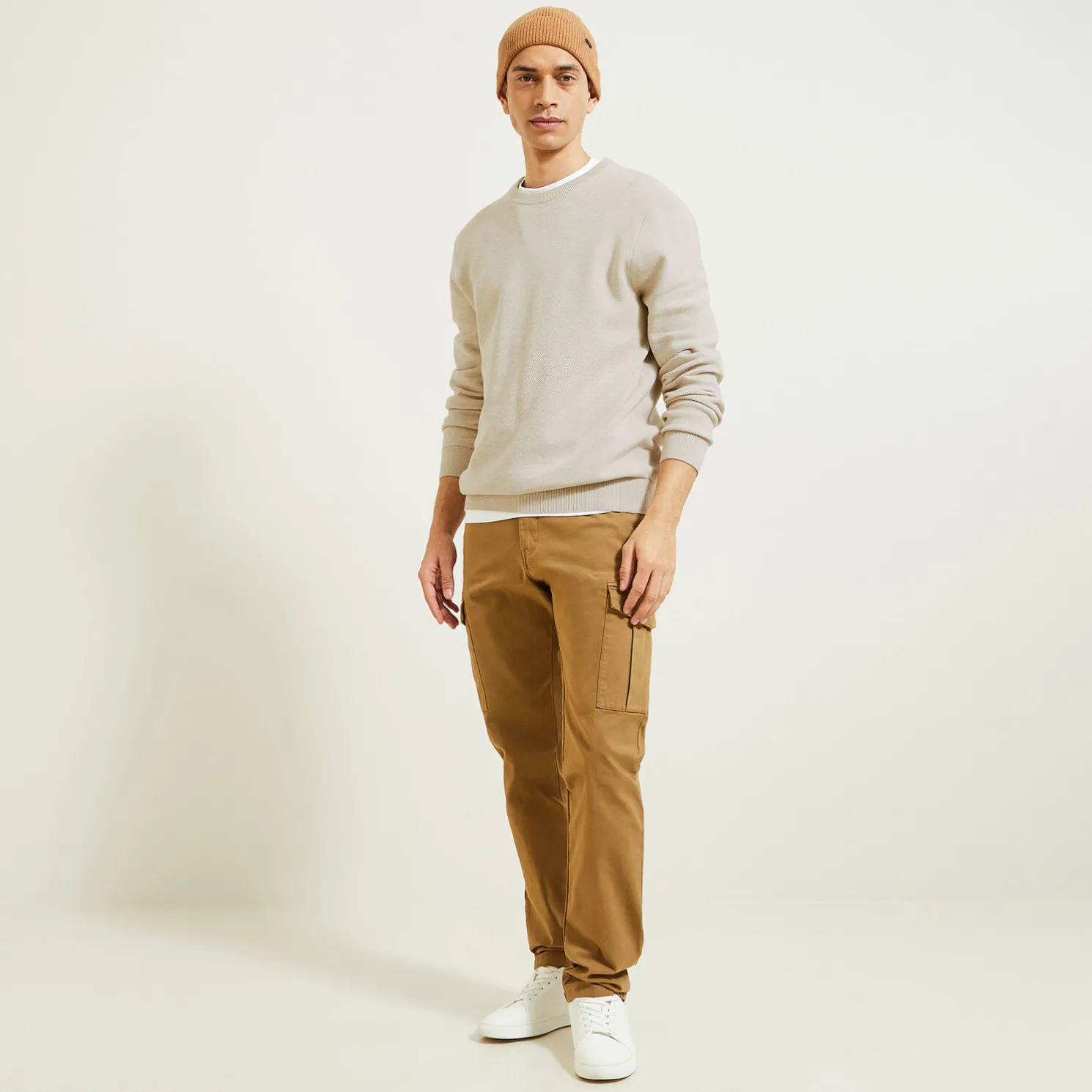 Trui ronde hals, micro honingraat weefpatroon