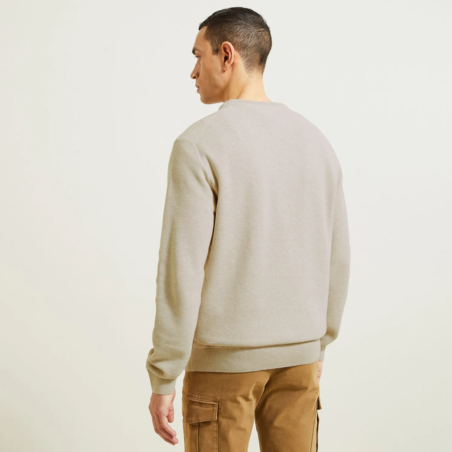 Trui ronde hals, micro honingraat weefpatroon