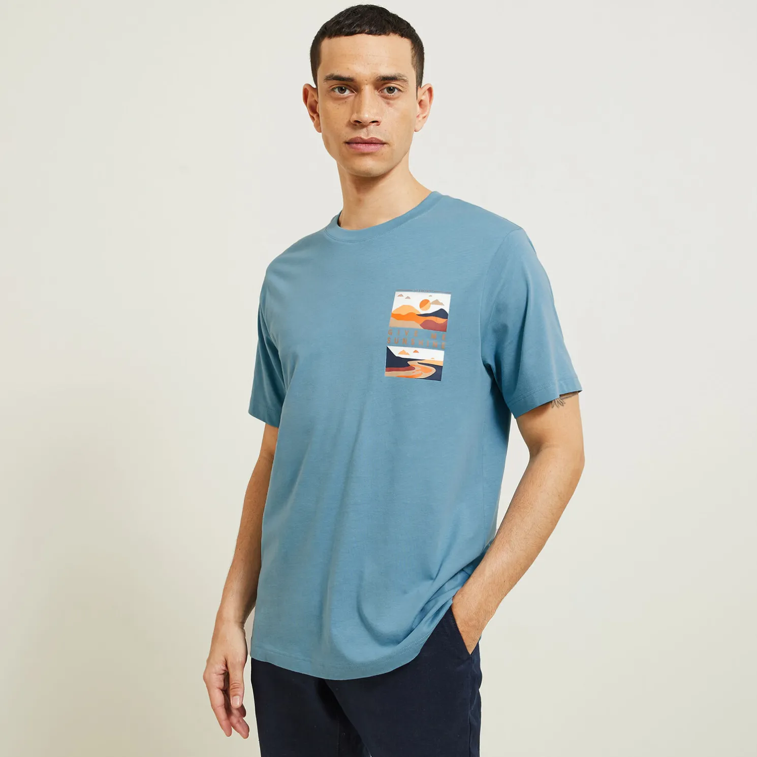 T-shirt aangebrachte landschap-print