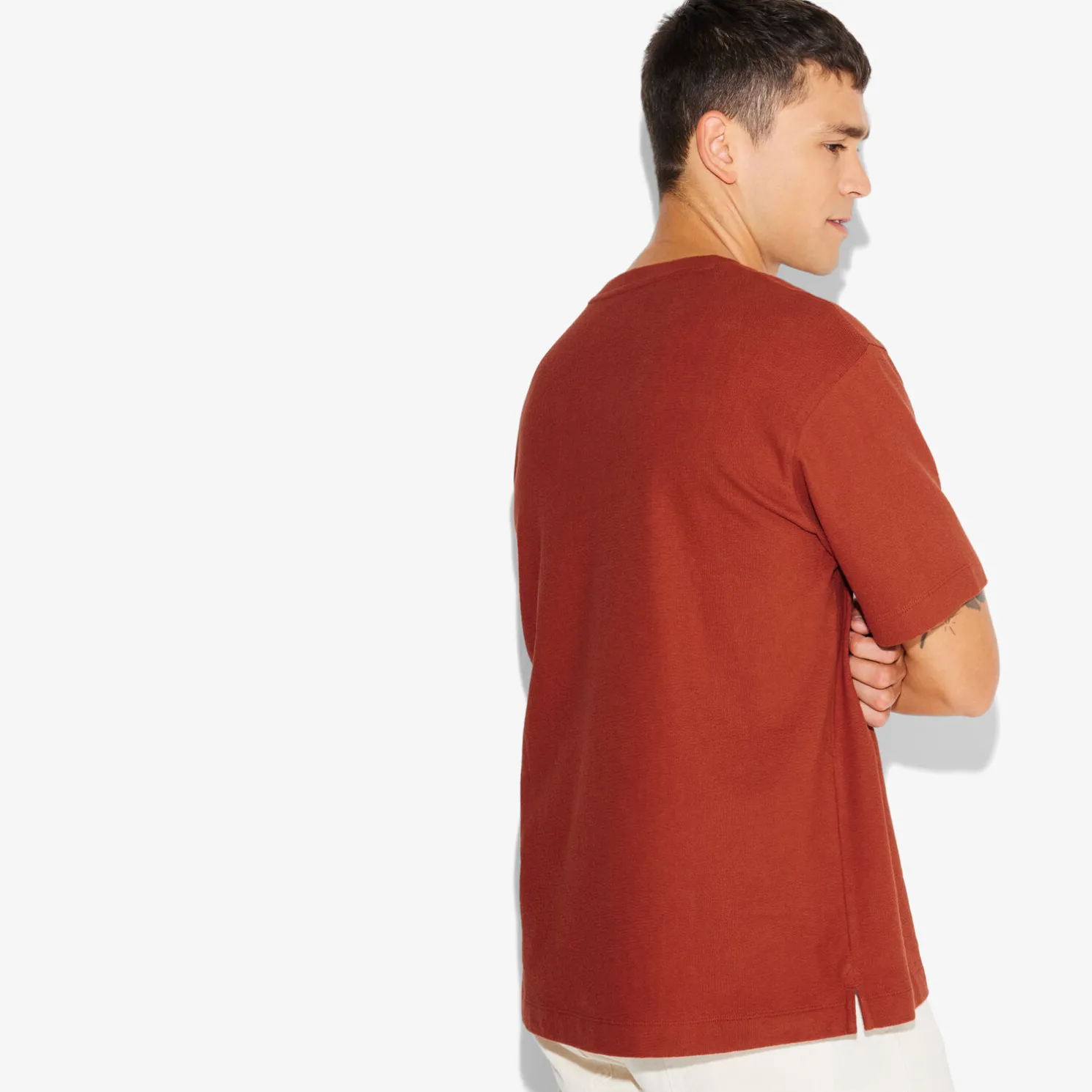 T-shirt in badstof met ronde hals