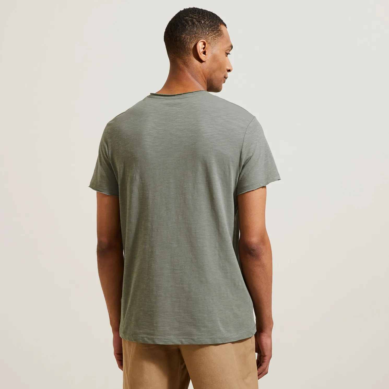 T-shirt met knooplijst in gevlamde stof