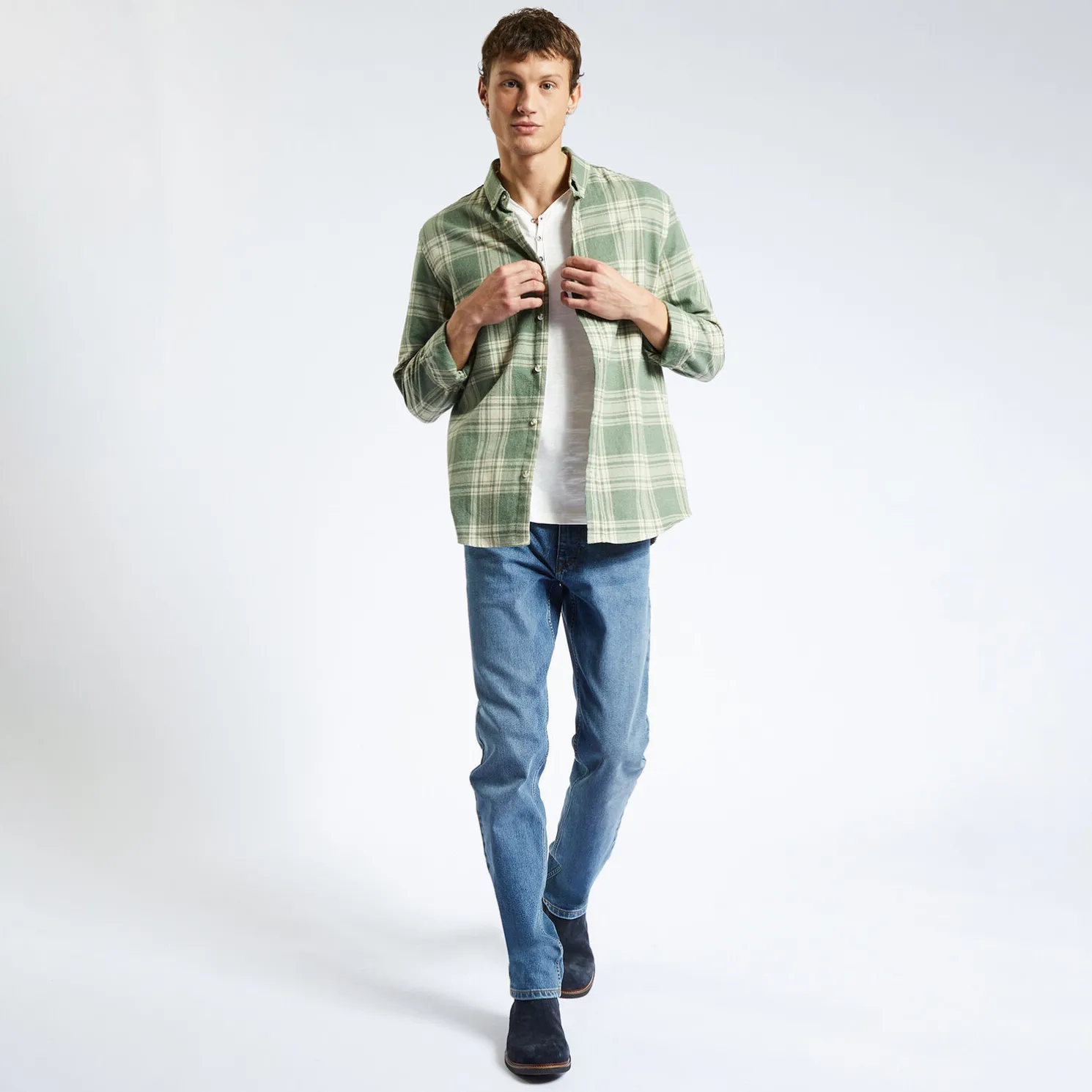 T-shirt met knooplijst in gevlamde stof