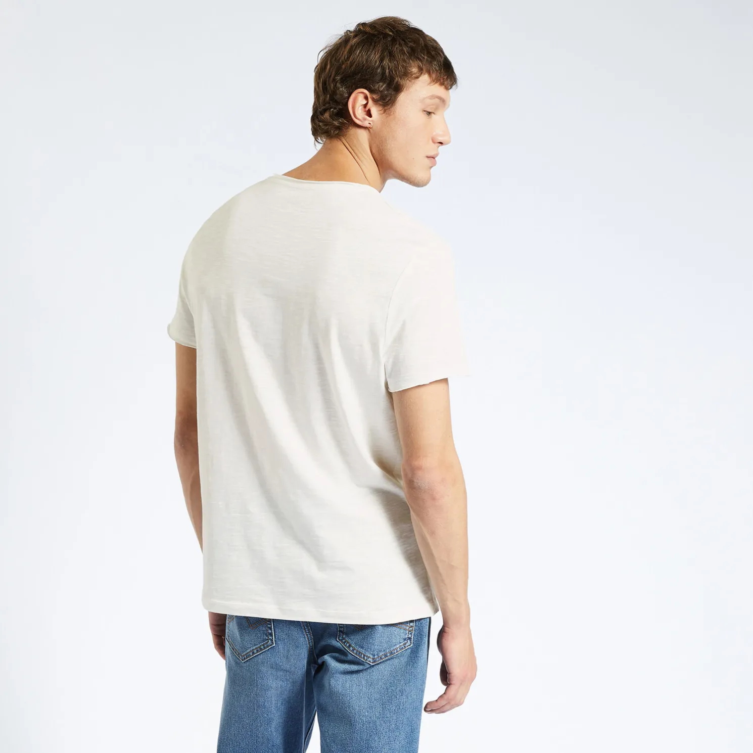 T-shirt met knooplijst in gevlamde stof