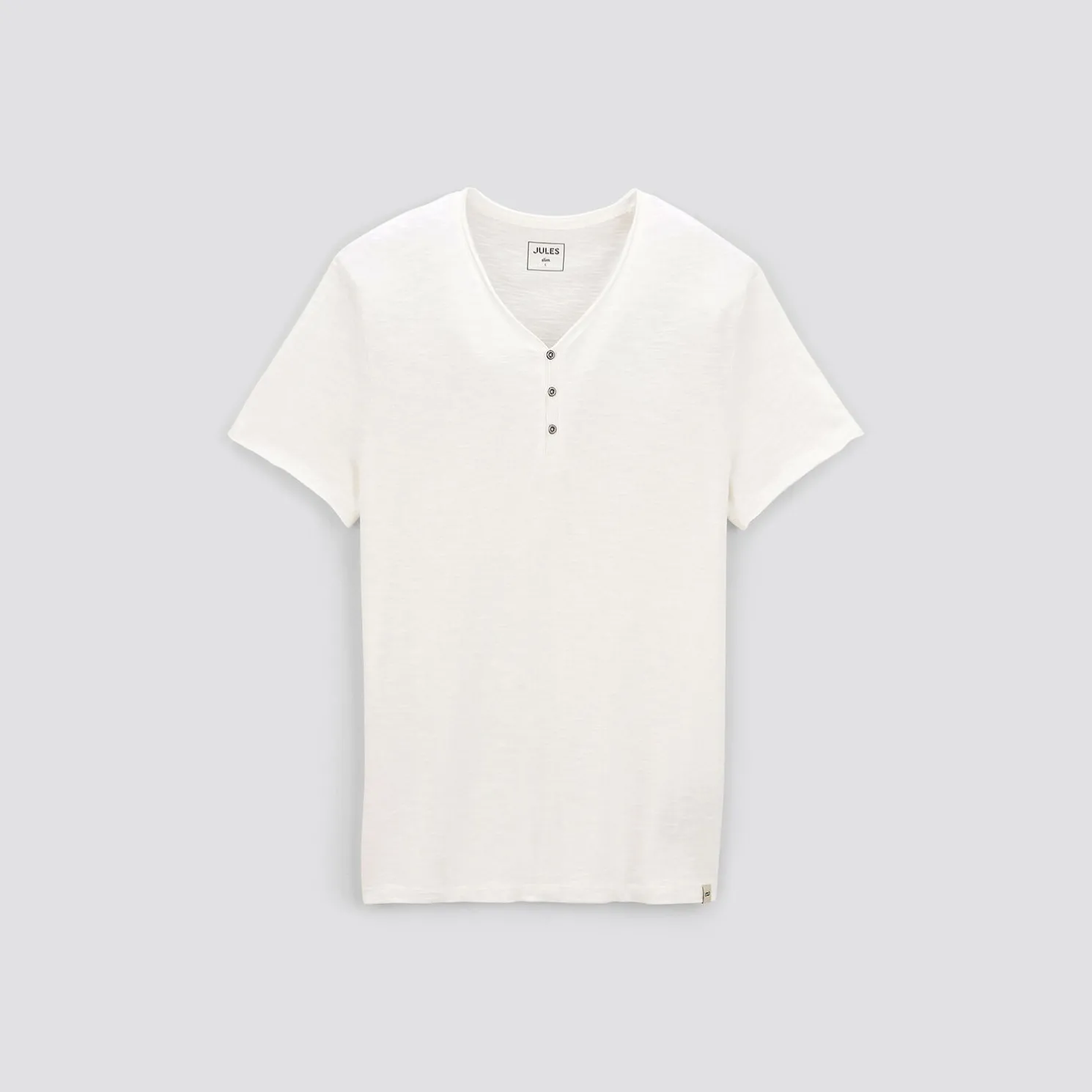 T-shirt met knooplijst in gevlamde stof