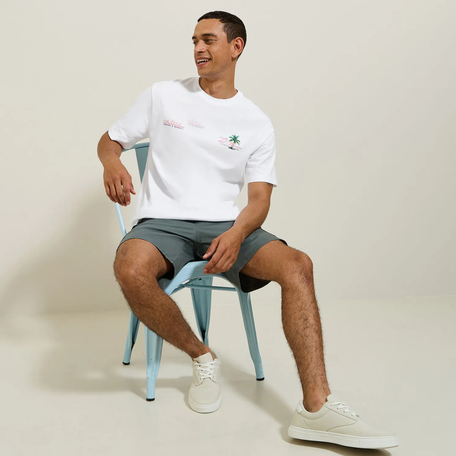 T-shirt met landschap-print op voor-en achterkant