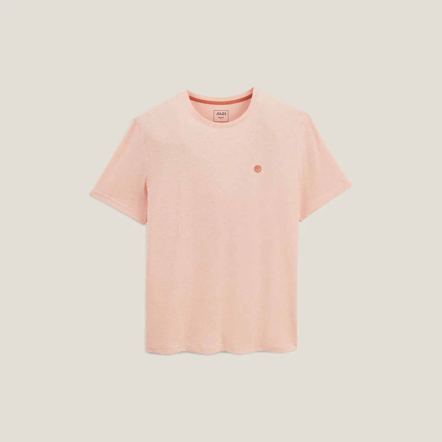 T-shirt met microstrepen en borduursel op de borst