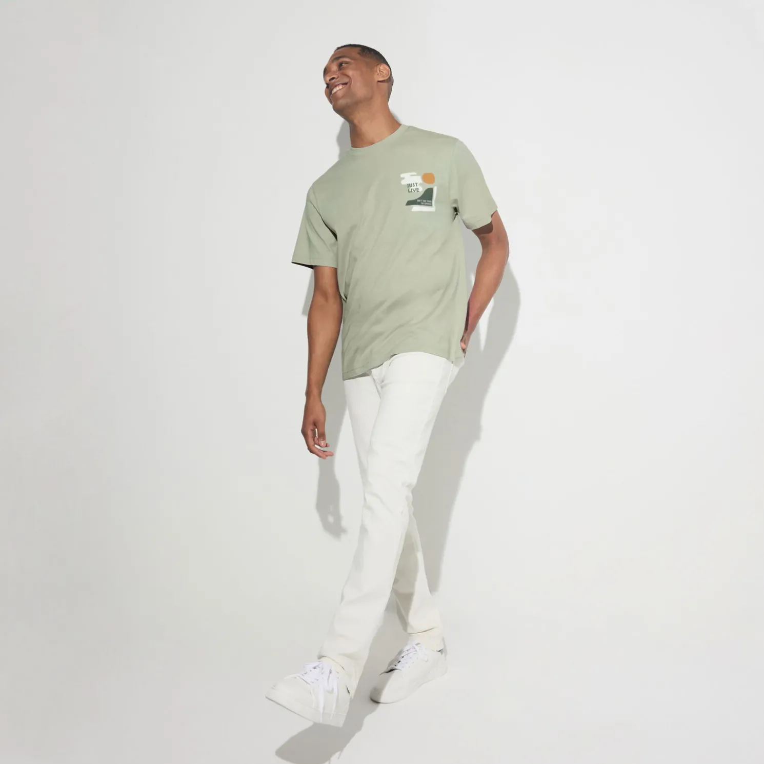 T-shirt met ronde hals en willekeurige print