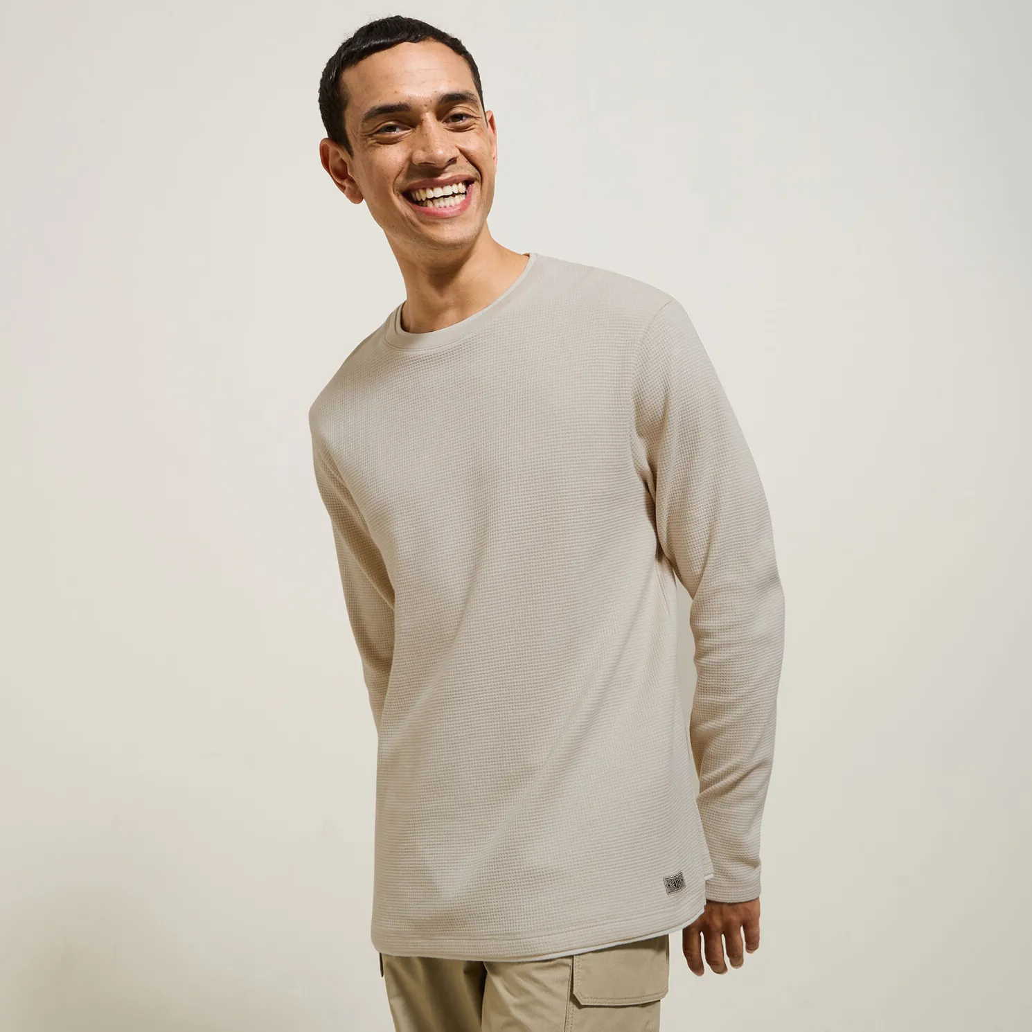 T-shirt met ronde hals in fantasiestof