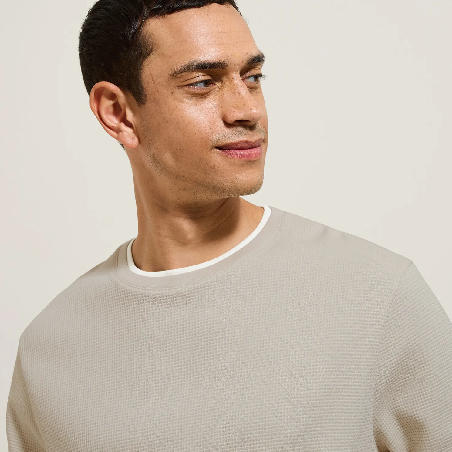 T-shirt met ronde hals in fantasiestof