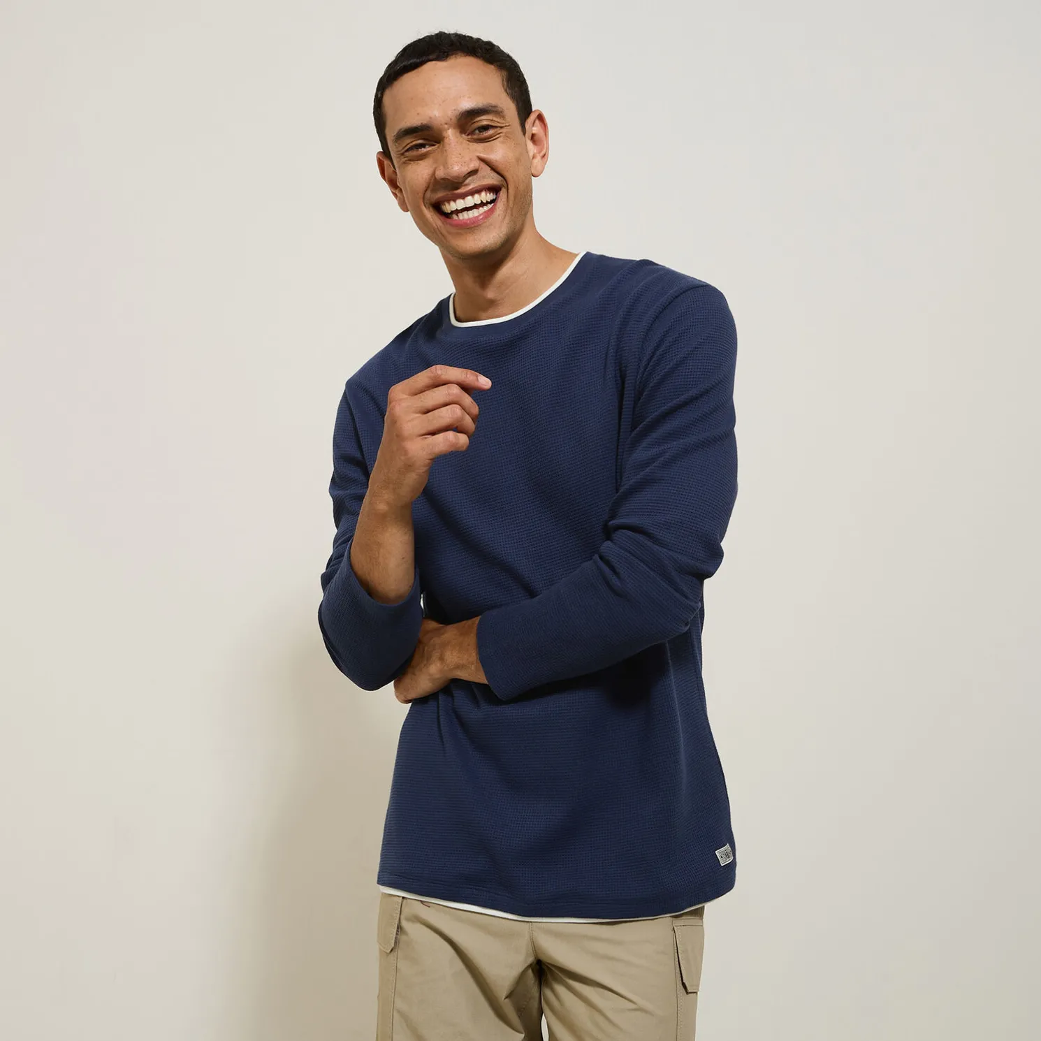 T-shirt met ronde hals in fantasiestof