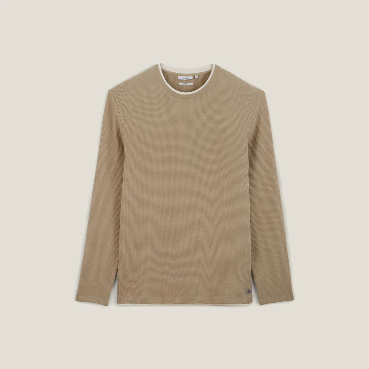 T-shirt met ronde hals in fantasiestof