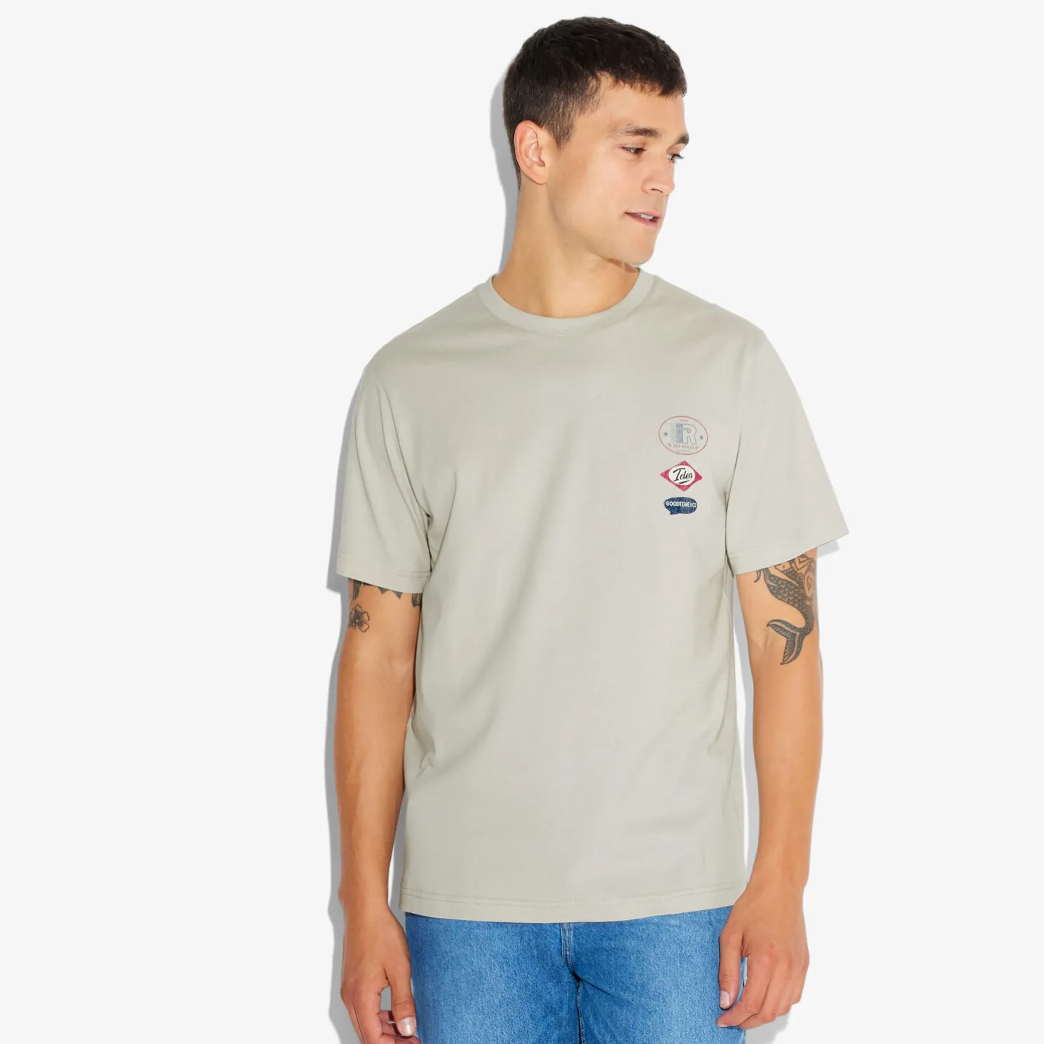 T-shirt met ronde hals en willekeurige print