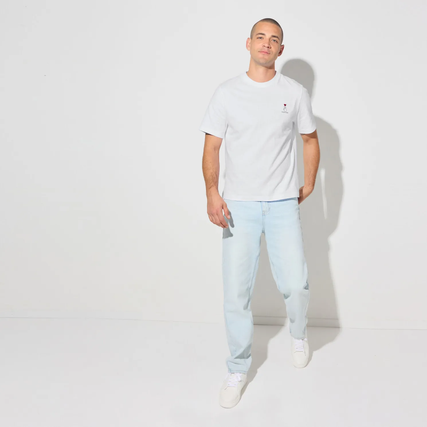 T-shirt met ronde hals in katoen