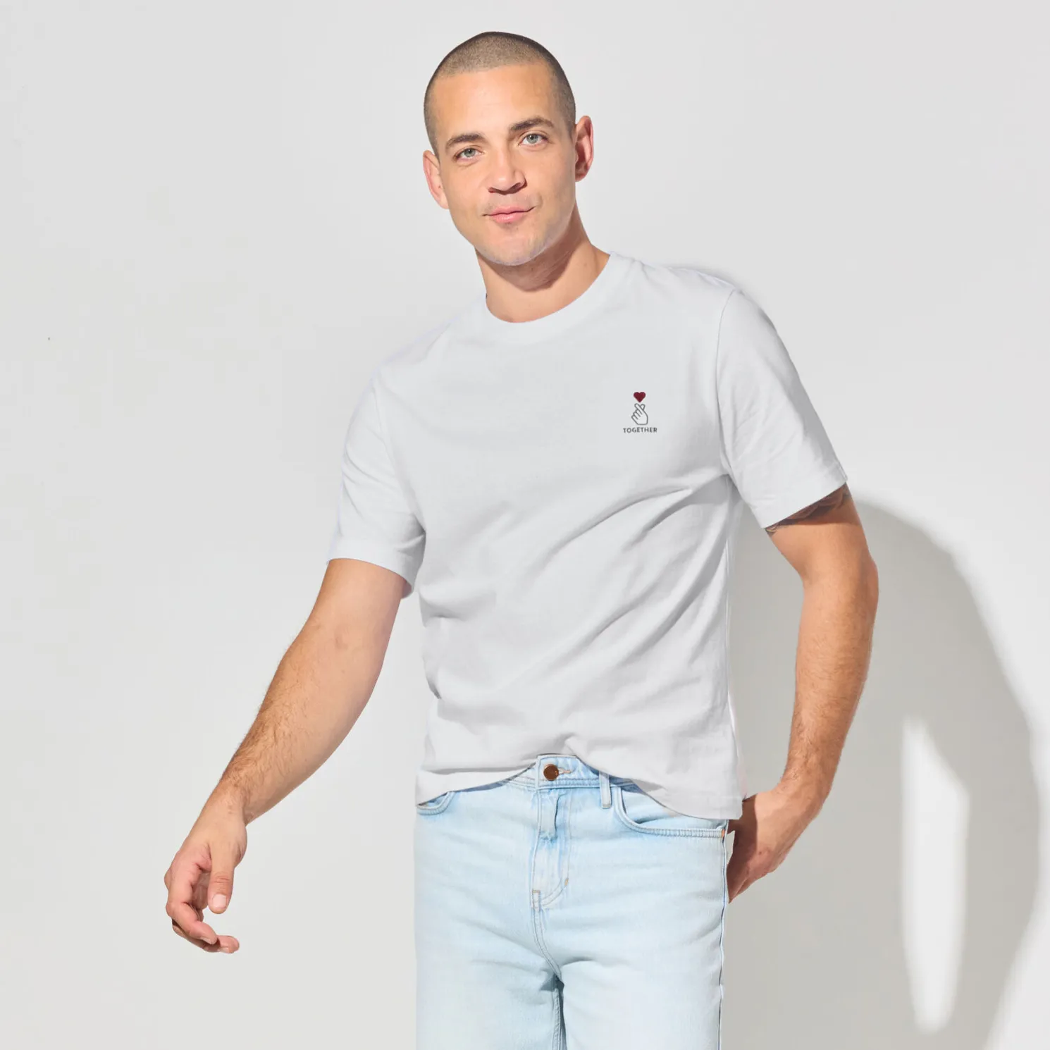 T-shirt met ronde hals in katoen