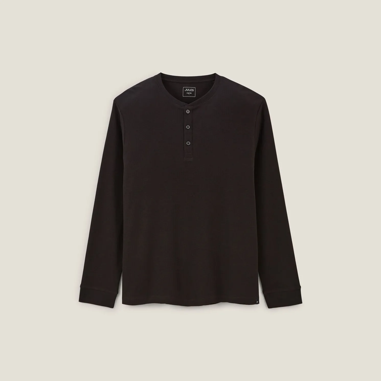 T-shirt met Tunesische kraag in wafelstof