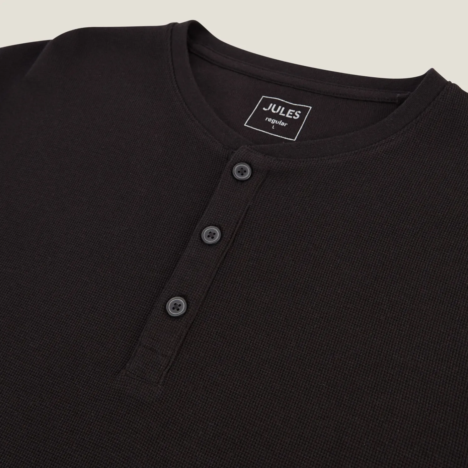 T-shirt met Tunesische kraag in wafelstof