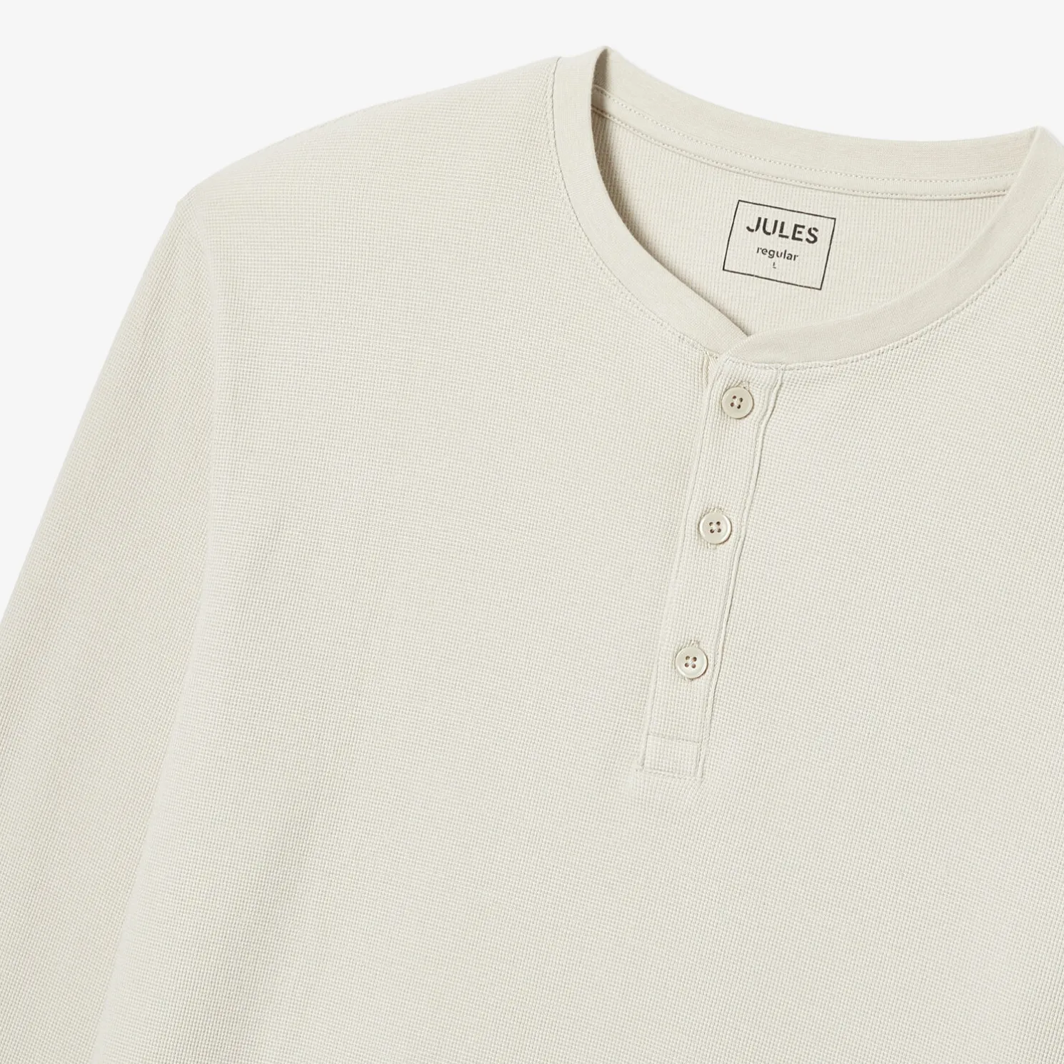 T-shirt met Tunesische kraag in wafelstof