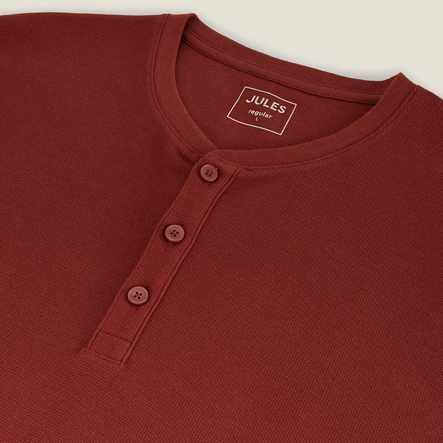 T-shirt met Tunesische kraag in wafelstof