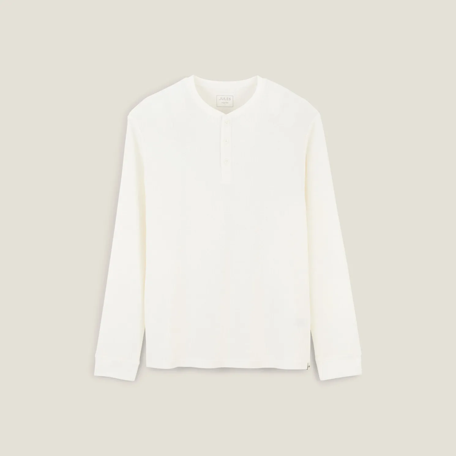 T-shirt met Tunesische kraag in wafelstof