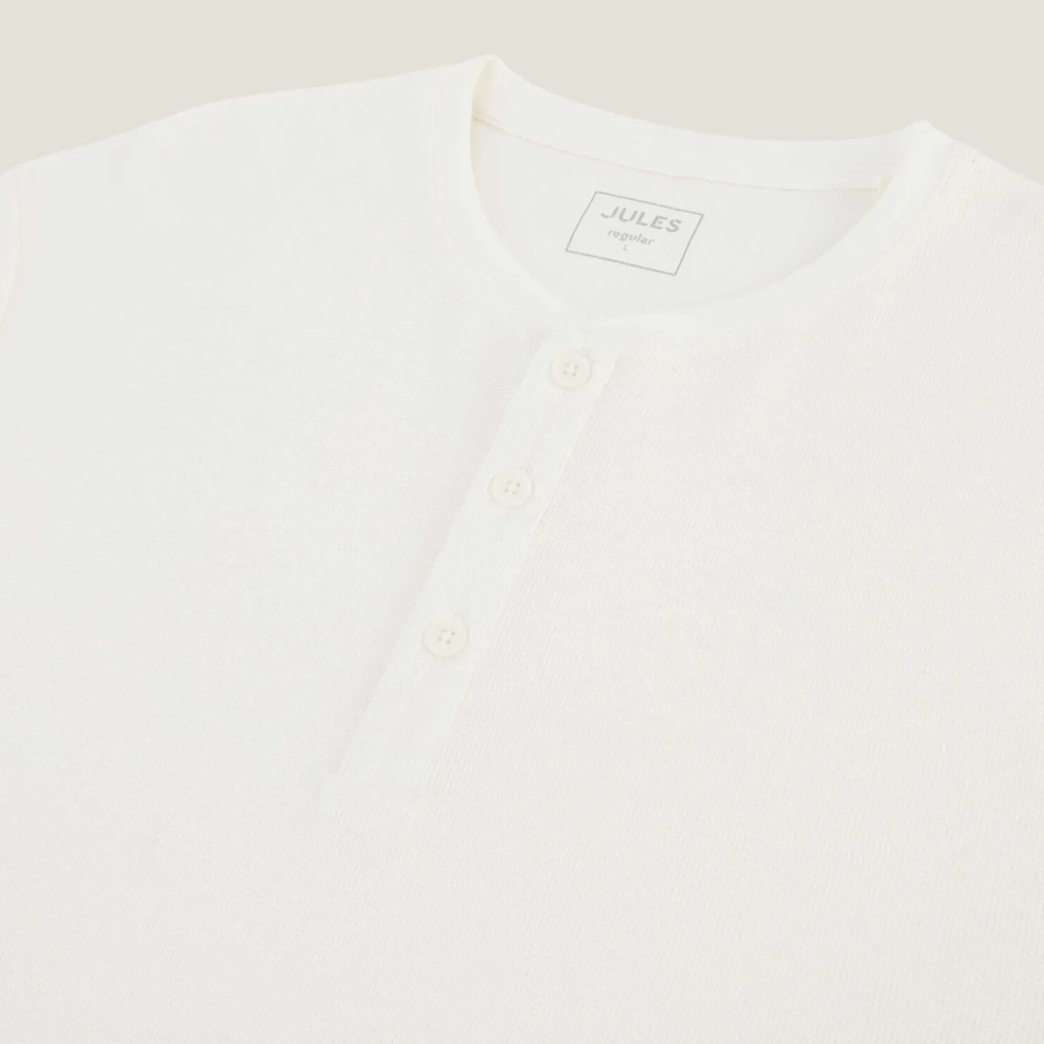 T-shirt met Tunesische kraag in wafelstof