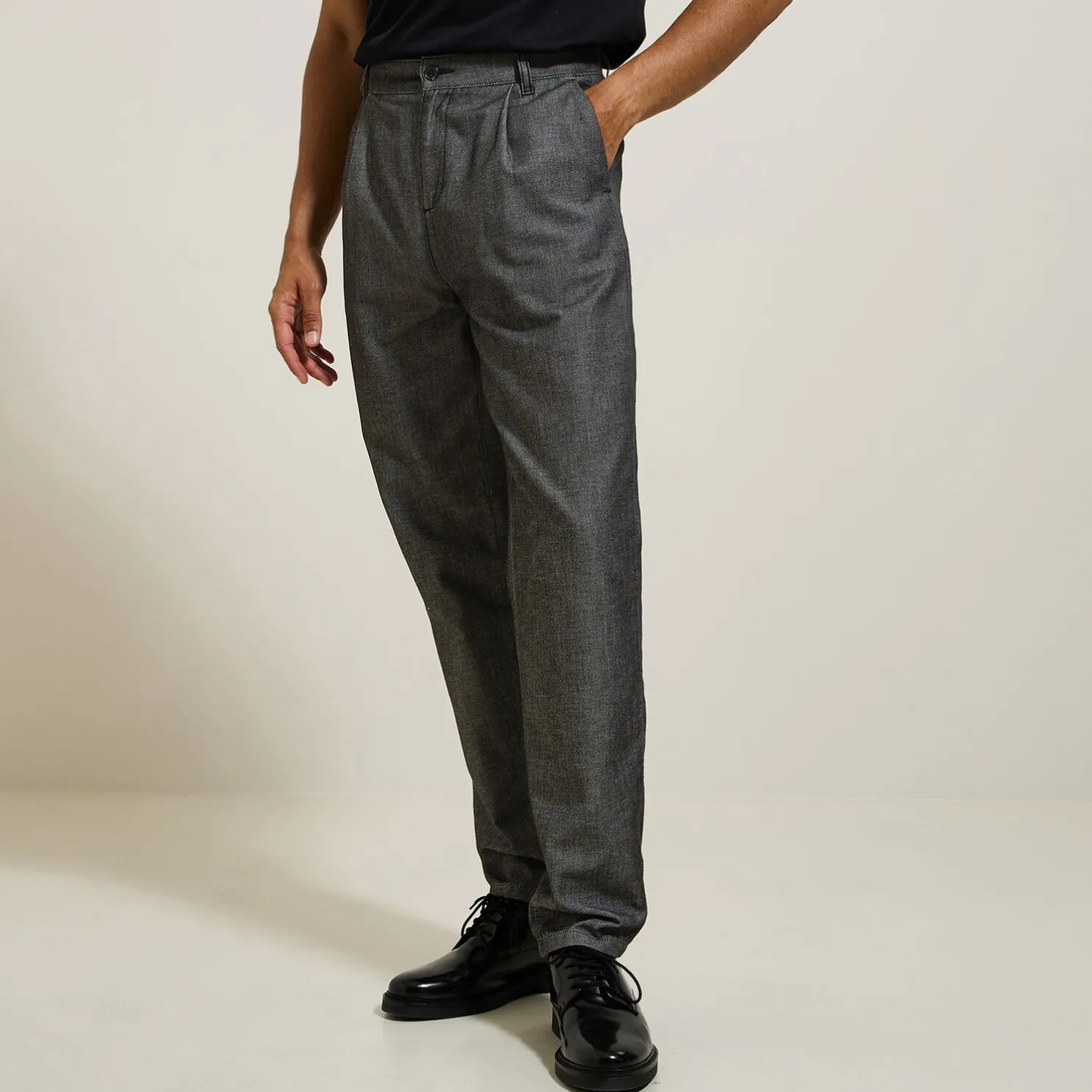 Tweekleurige, relaxte broek in twill