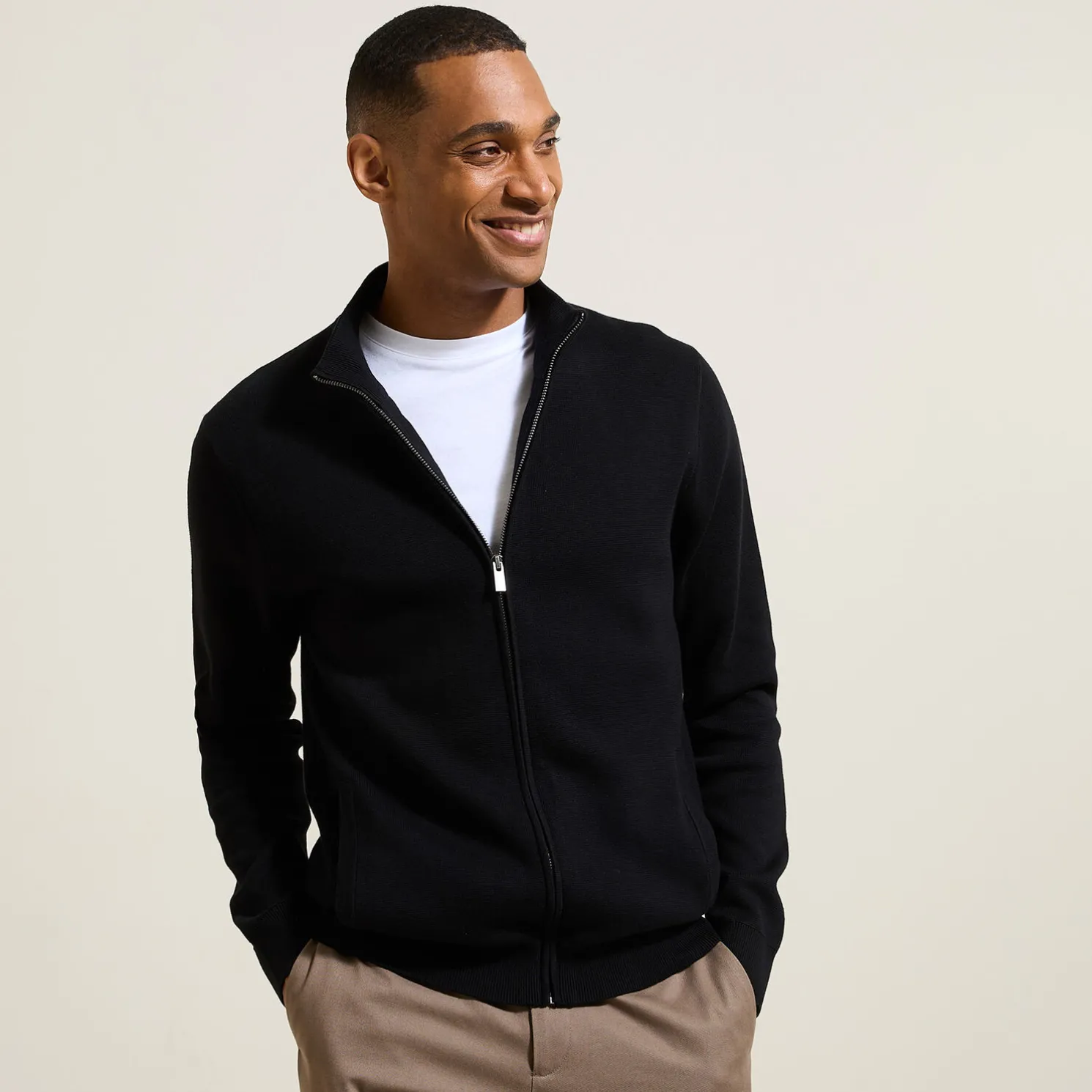 Vest met ristsluiting en opstaande kraag