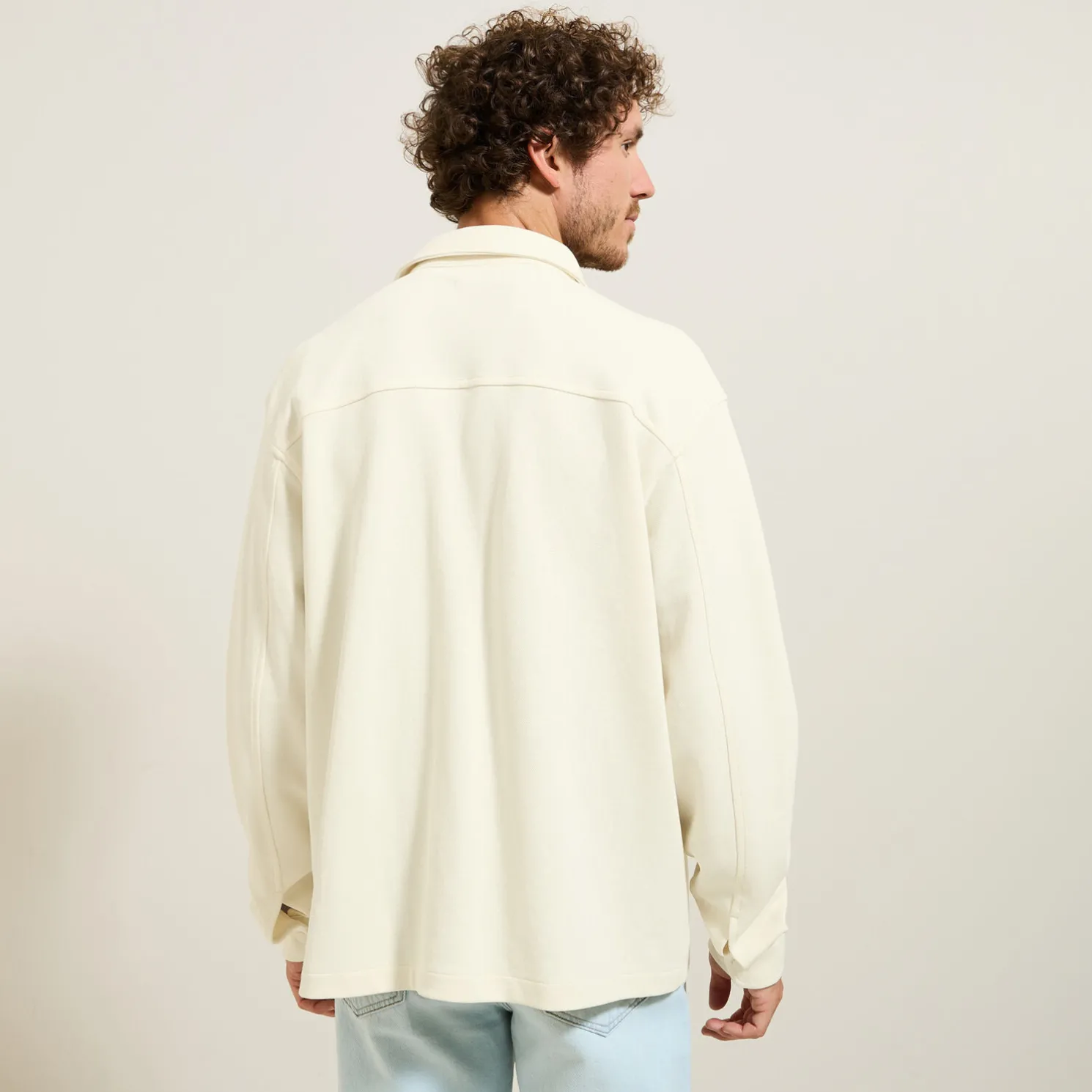 Wollen overhemdjas met hemdskraag