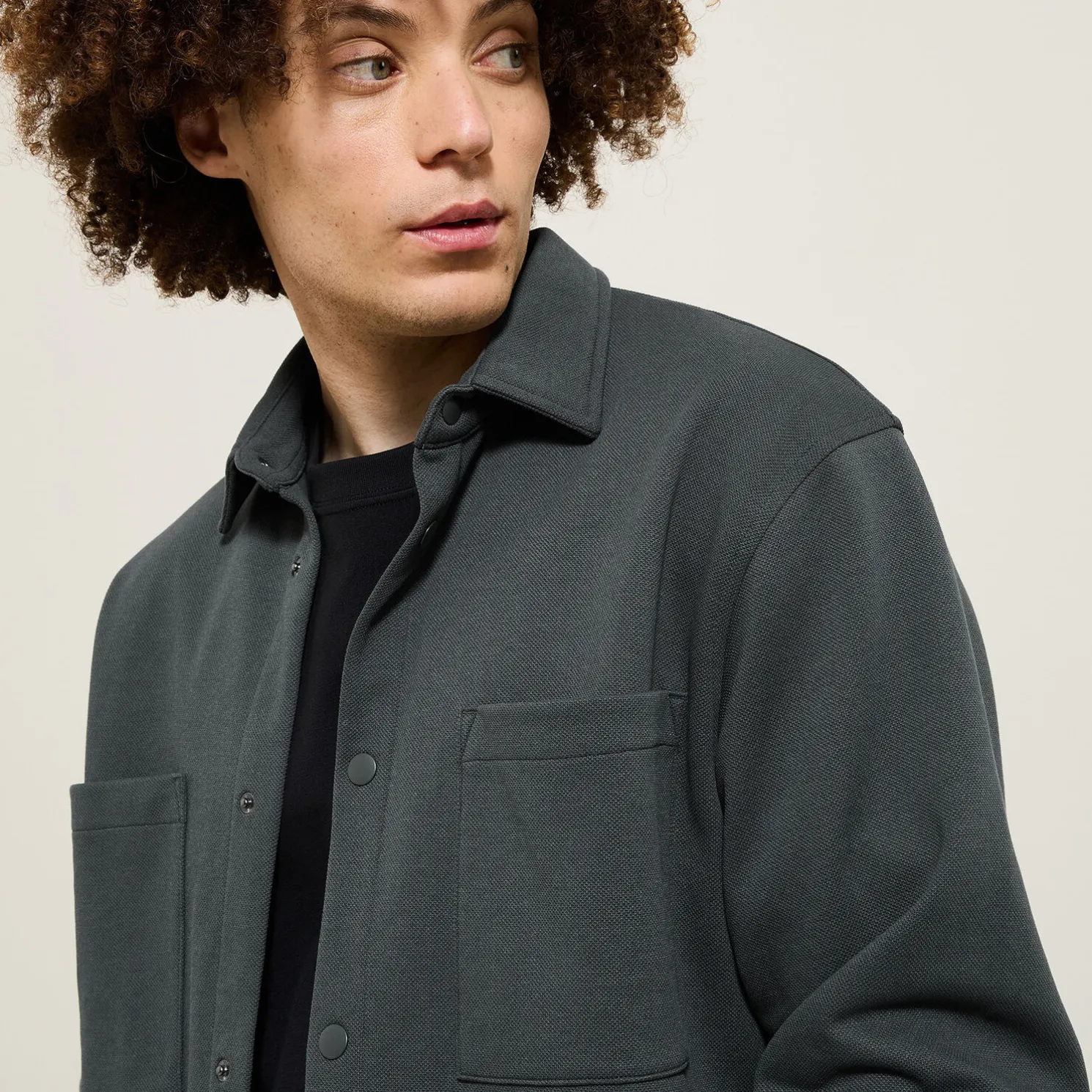 Wollen overhemdjas met hemdskraag